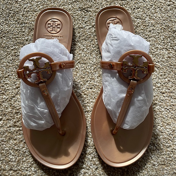 Tory Burch Shoes Mini Miller Jelly Thong Sandal Gold Metallic